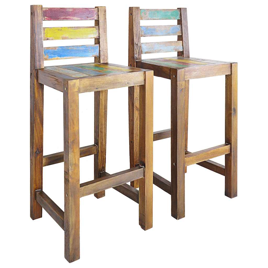 Barkrukken 2 st massief gerecycled hout is nu te koop bij PeponiXL, paradijselijk wonen!