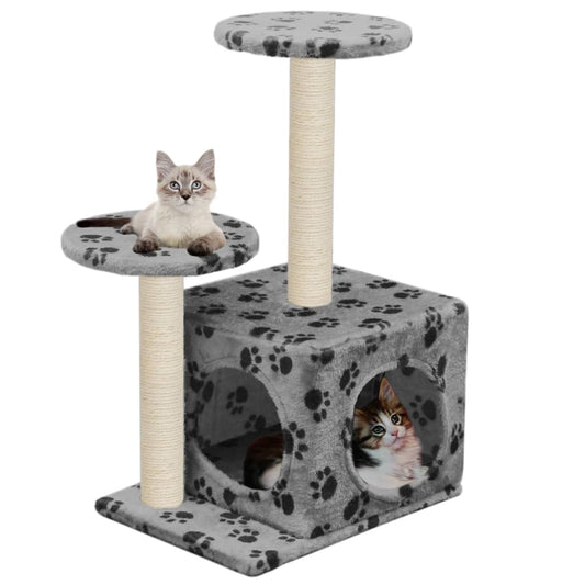 Kattenkrabpaal met sisal krabpalen 60 cm pootafdrukken grijs is nu te koop bij PeponiXL, paradijselijk wonen!