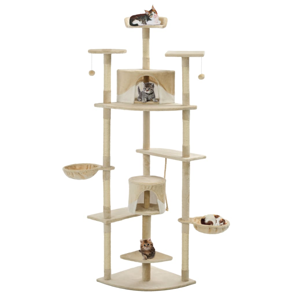 Kattenkrabpaal met sisal krabpalen 203 cm beige en wit is nu te koop bij PeponiXL, paradijselijk wonen!