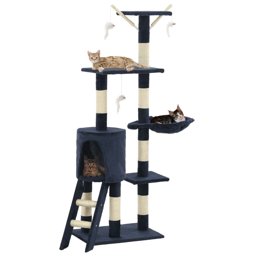 Kattenkrabpaal met sisal krabpalen 138 cm donkerblauw is nu te koop bij PeponiXL, paradijselijk wonen!