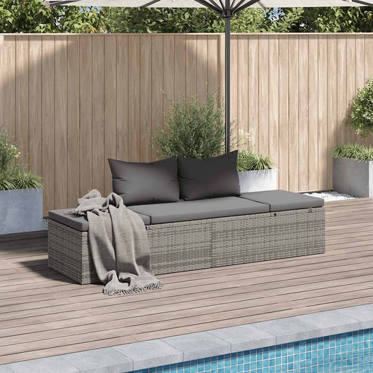 Tuinbed 195x60 cm poly rattan grijs is nu te koop bij PeponiXL, paradijselijk wonen!