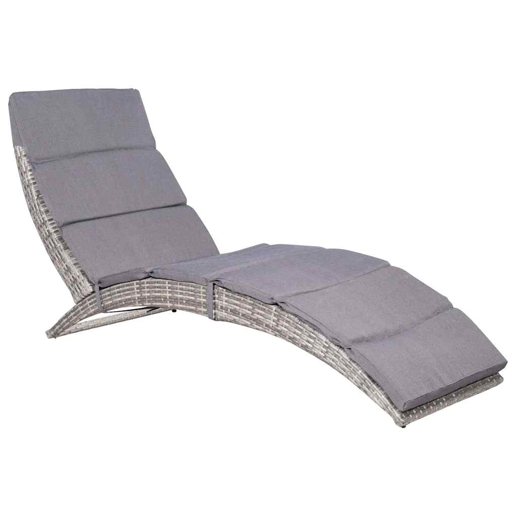 Ligbed inklapbaar met kussen poly rattan grijs is nu te koop bij PeponiXL, paradijselijk wonen!