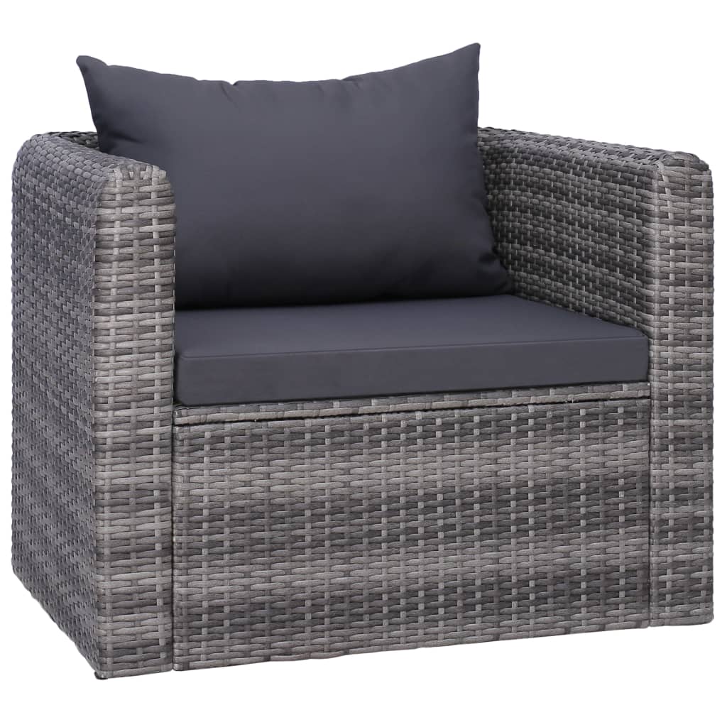 Tuinstoel met kussens poly rattan grijs is nu te koop bij PeponiXL, paradijselijk wonen!
