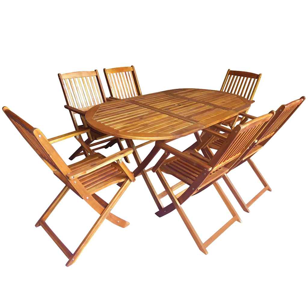 Buiten eetset 7 st Bruin Massief eucalyptus hout is nu te koop bij PeponiXL, paradijselijk wonen!