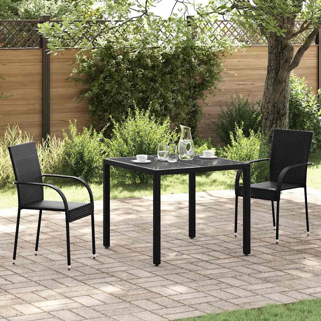 Tuinstoelen stapelbaar 2 st poly rattan zwart is nu te koop bij PeponiXL, paradijselijk wonen!