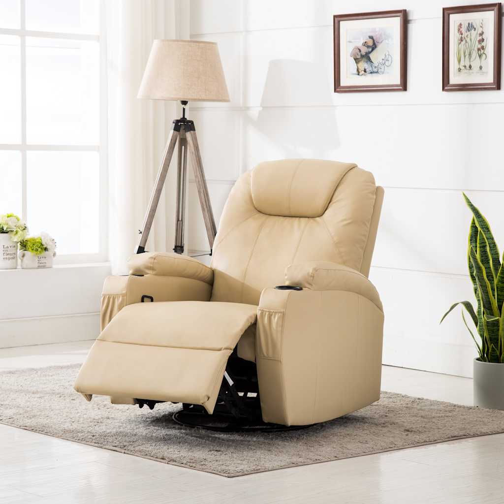 Massagestoel schommelend kunstleer crèmekleurig is nu te koop bij PeponiXL, paradijselijk wonen!