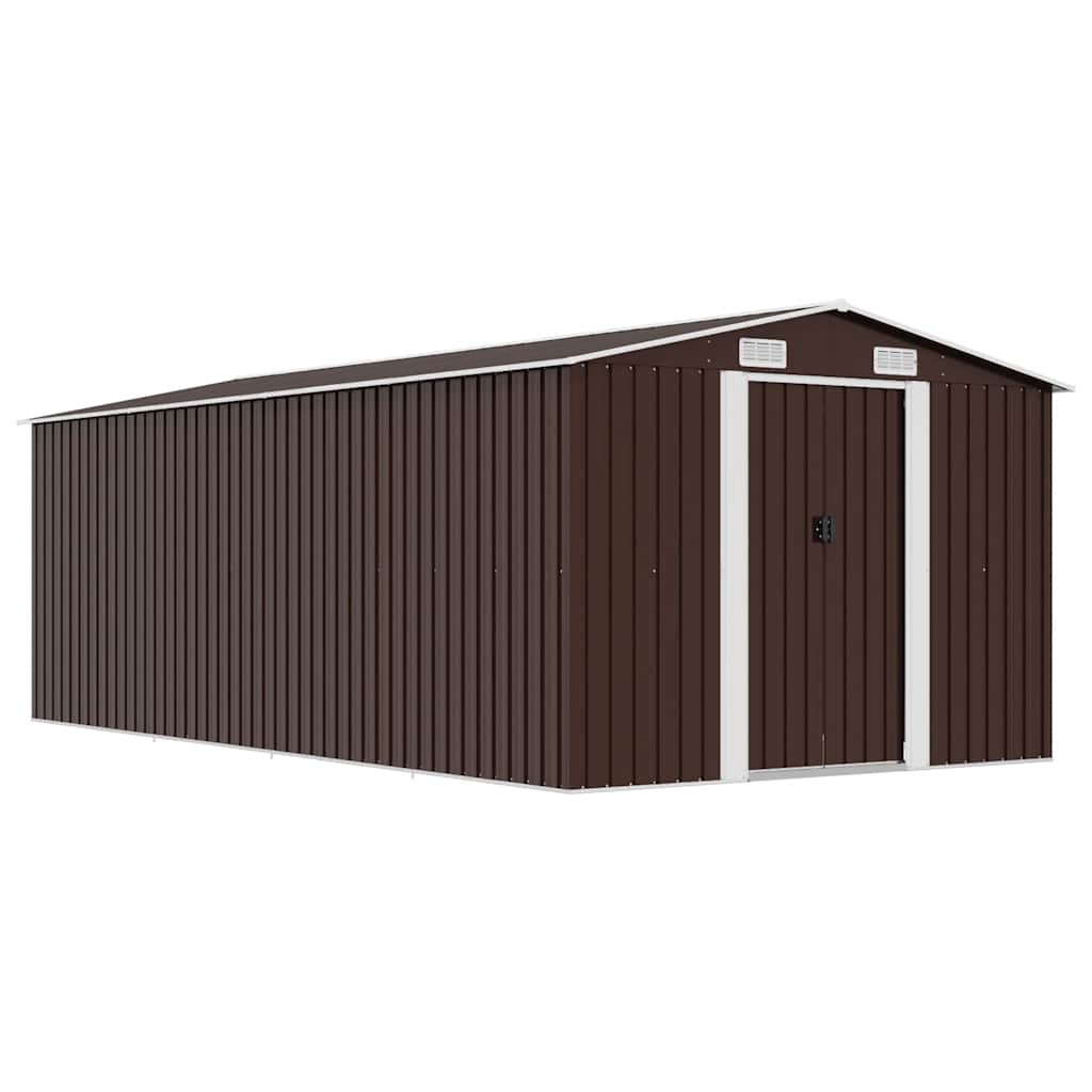 Tuinschuur 257x489x181 cm metaal bruin is nu te koop bij PeponiXL, paradijselijk wonen!