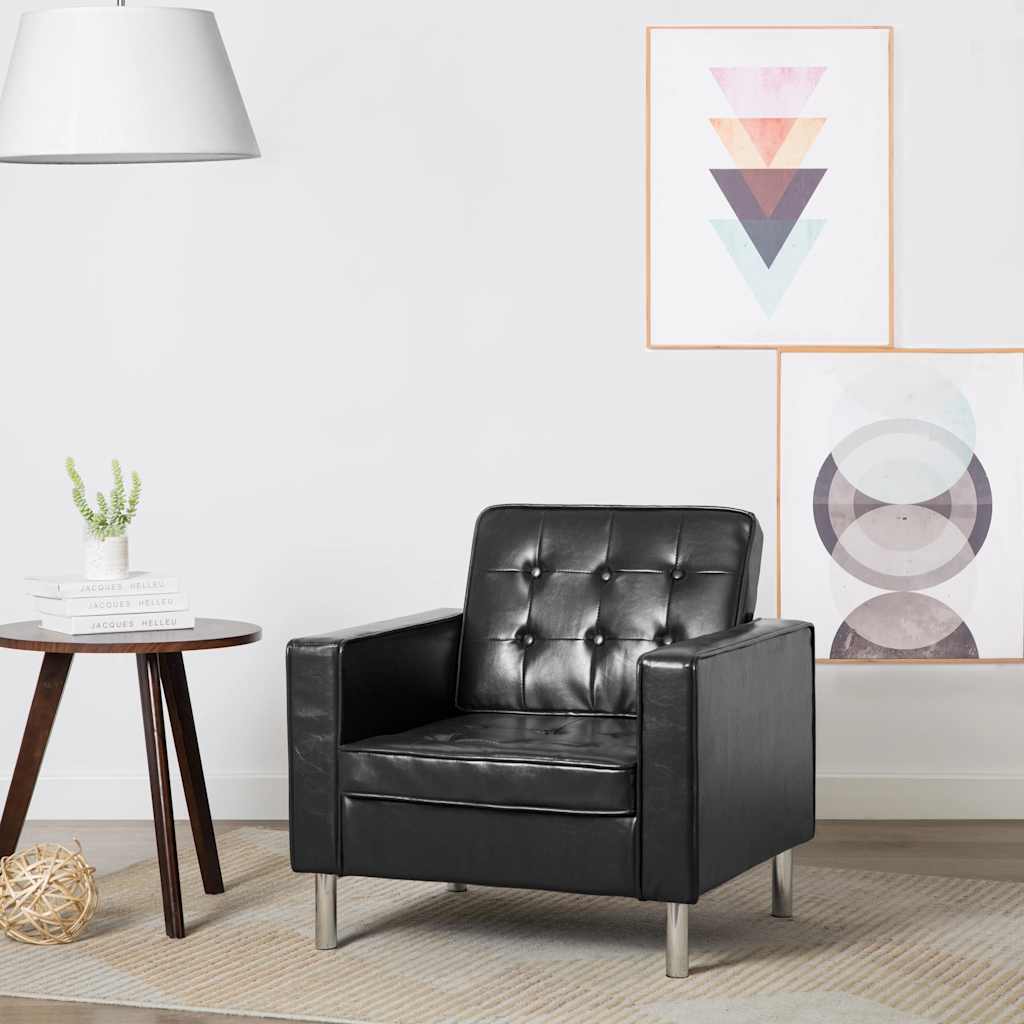 Fauteuil zwart 75x70x75 cm kunstleer is nu te koop bij PeponiXL, paradijselijk wonen!