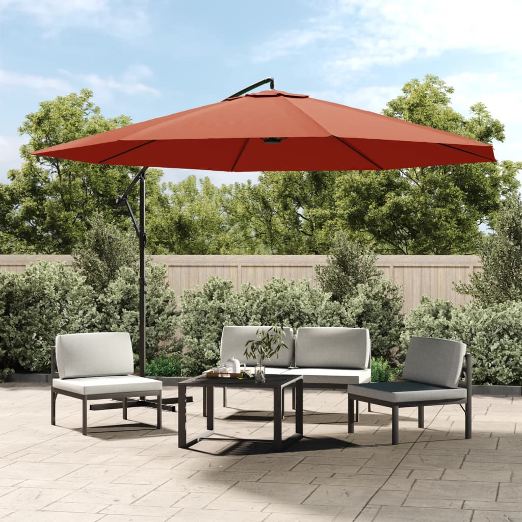 Zweefparasol met aluminium paal 350 cm terracottakleurig is nu te koop bij PeponiXL, paradijselijk wonen!