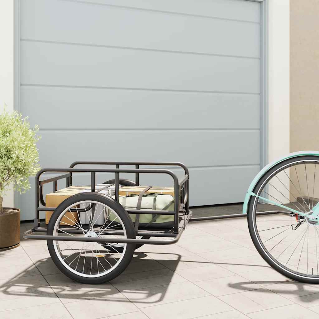 Fietstrailer 130x73x48,5 cm staal zwart is nu te koop bij PeponiXL, paradijselijk wonen!