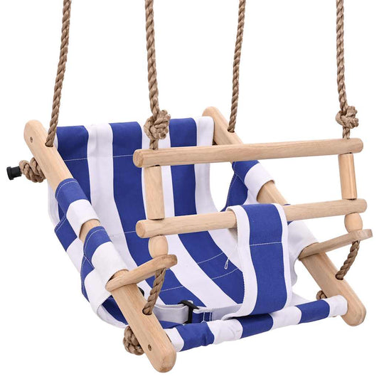 Babyschommel met veiligheidsgordel katoen hout blauw is nu te koop bij PeponiXL, paradijselijk wonen!