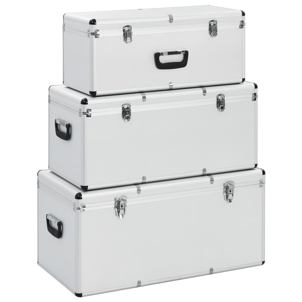 Opbergkoffers 3 st aluminium zilverkleurig is nu te koop bij PeponiXL, paradijselijk wonen!