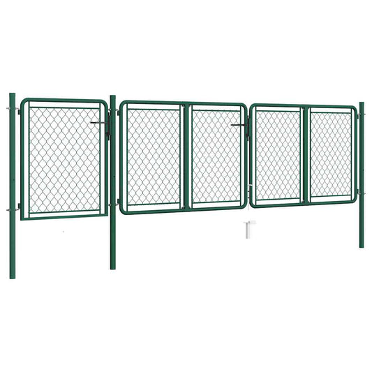 vidaXL Tuinpoort staal 400x75 cm groen