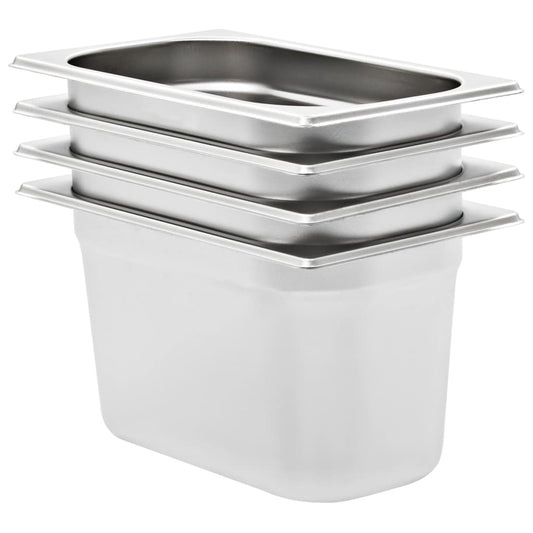 Gastronormbakken 4 st GN 1/4 150 mm roestvrij staal is nu te koop bij PeponiXL, paradijselijk wonen!