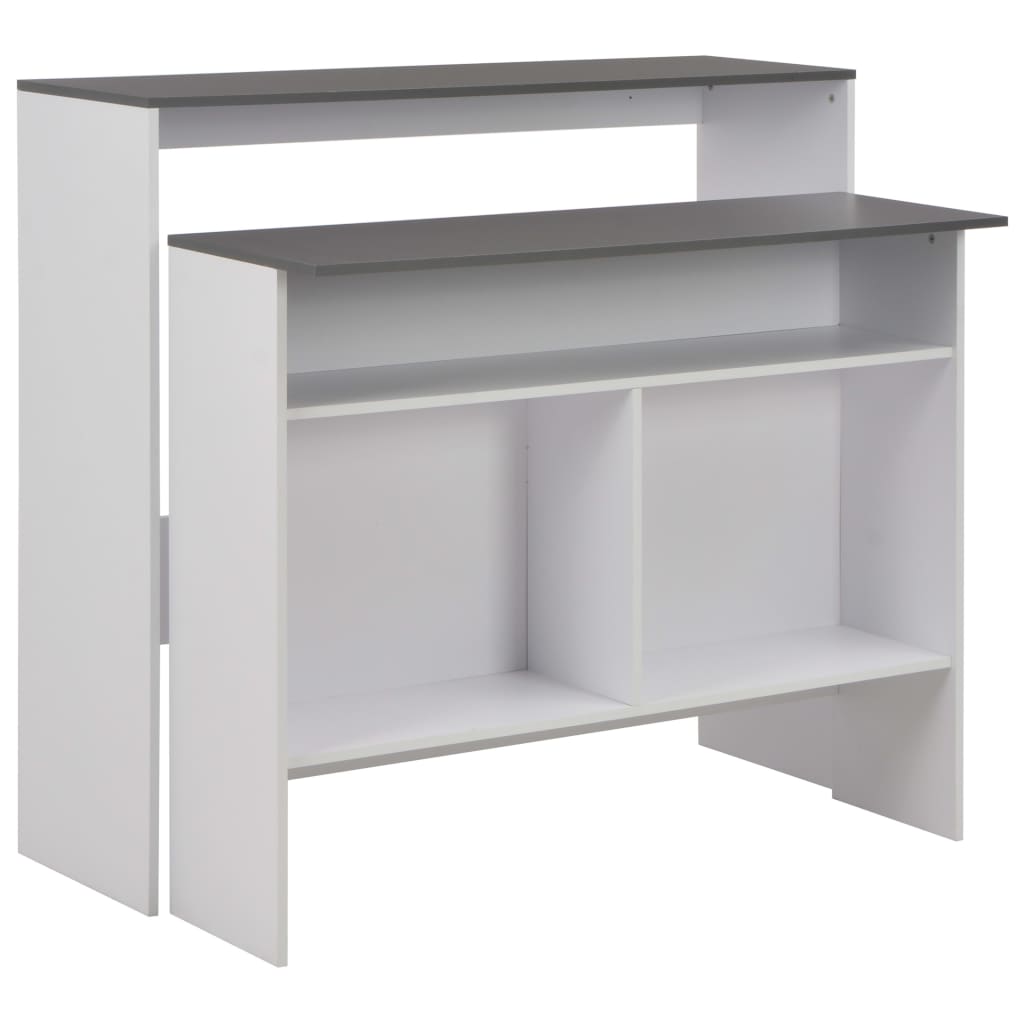 Bartafel met 2 tafelbladen 130x40x120 cm wit en grijs is nu te koop bij PeponiXL, paradijselijk wonen!