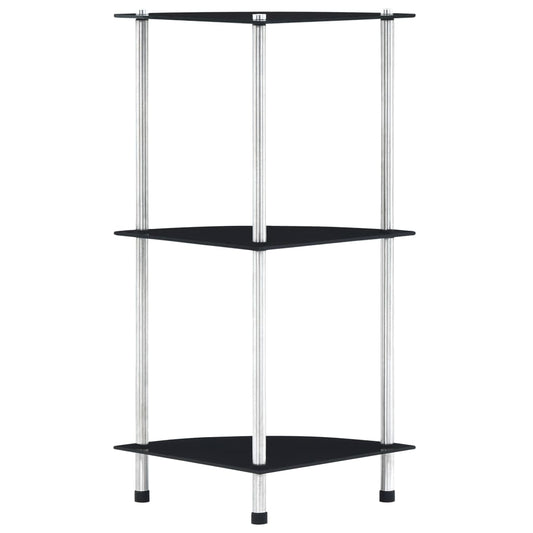 Kastje 3-laags 30x30x67 cm gehard glas zwart is nu te koop bij PeponiXL, paradijselijk wonen!