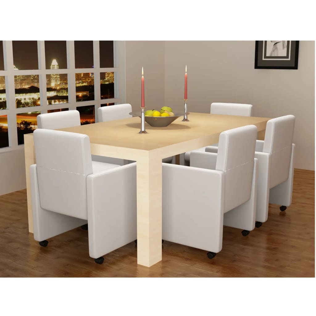 Eetkamerstoelen 6 st kunstleer wit is nu te koop bij PeponiXL, paradijselijk wonen!
