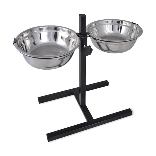 Verstelbare dubbele honden / katten voederbak (2 x 4,1L RVS bakken) is nu te koop bij PeponiXL, paradijselijk wonen!