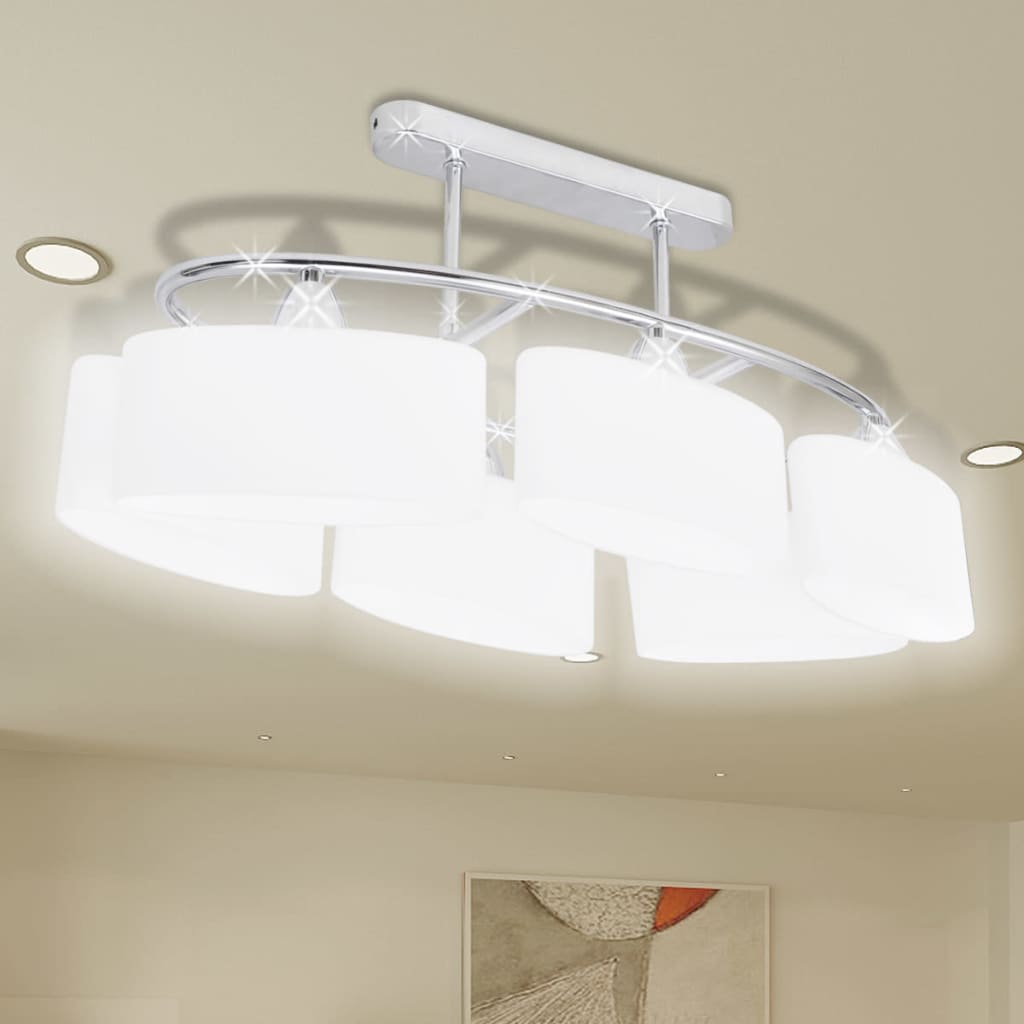 Plafondlamp met ellipsvormige glazen kappen 6xE14 is nu te koop bij PeponiXL, paradijselijk wonen!