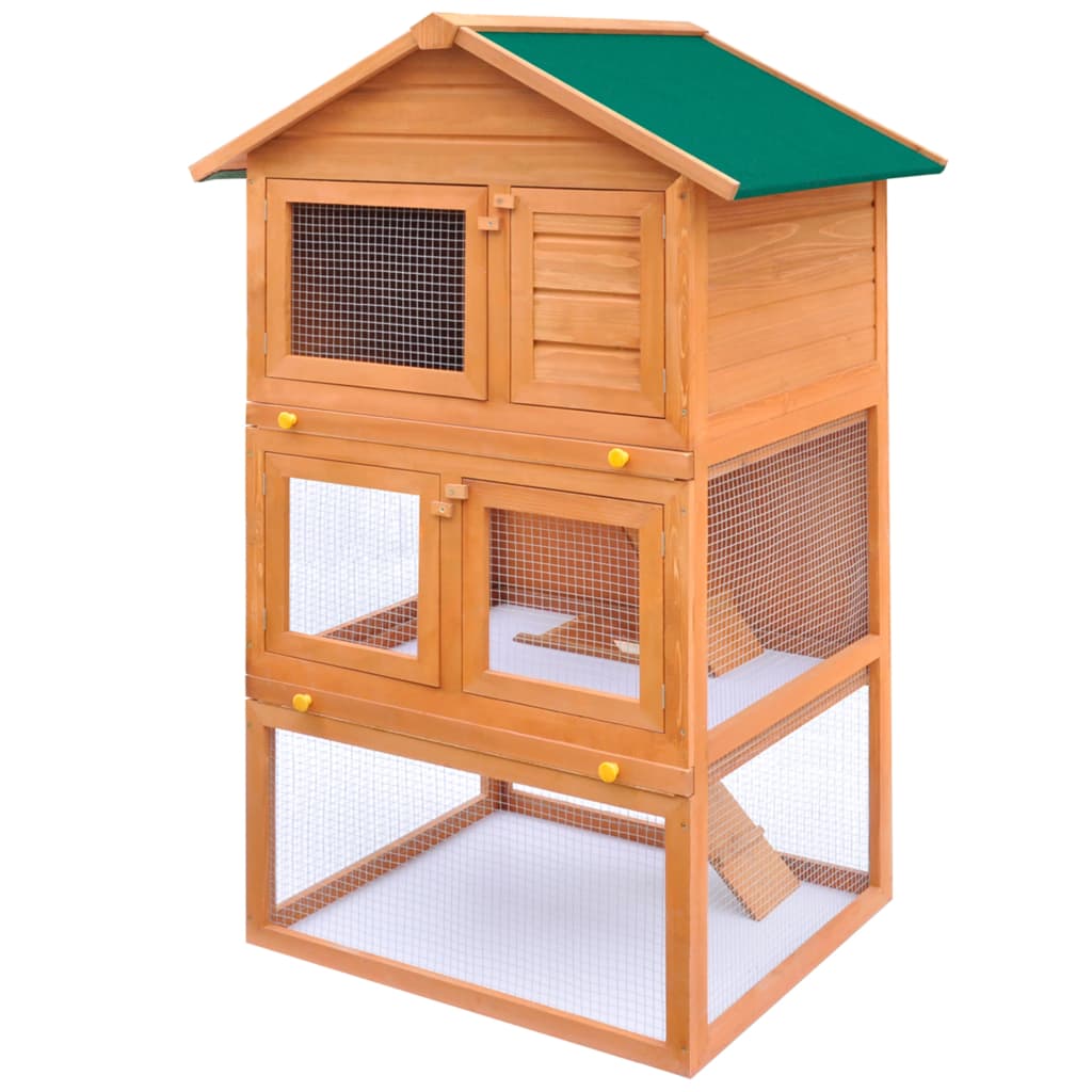 Konijnenhok voor buiten met 3 verdiepingen hout is nu te koop bij PeponiXL, paradijselijk wonen!