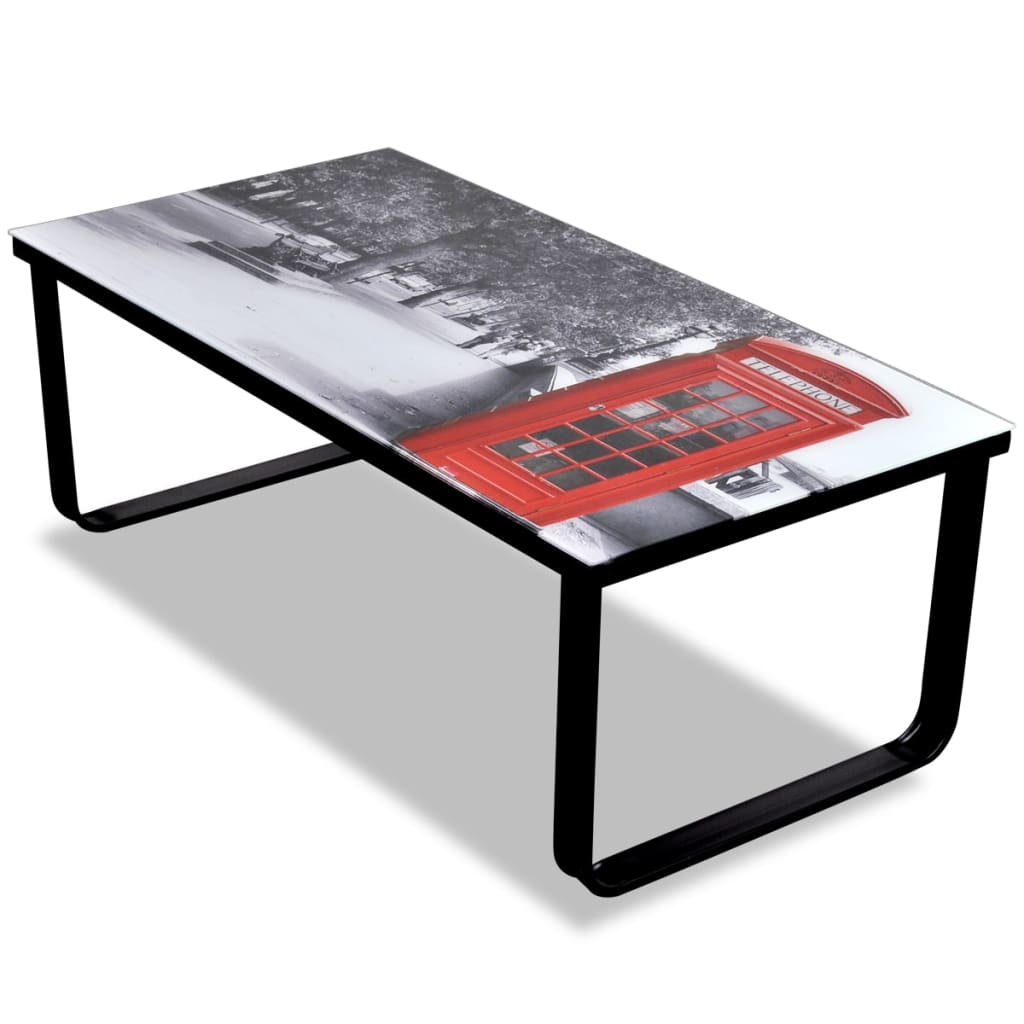 Salontafel met telefooncel-print glazen tafelblad is nu te koop bij PeponiXL, paradijselijk wonen!