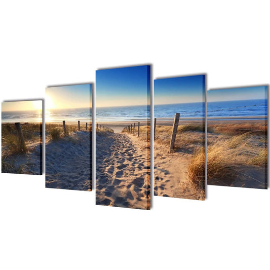 Canvas muurdruk set zandstrand 200 x 100 cm is nu te koop bij PeponiXL, paradijselijk wonen!