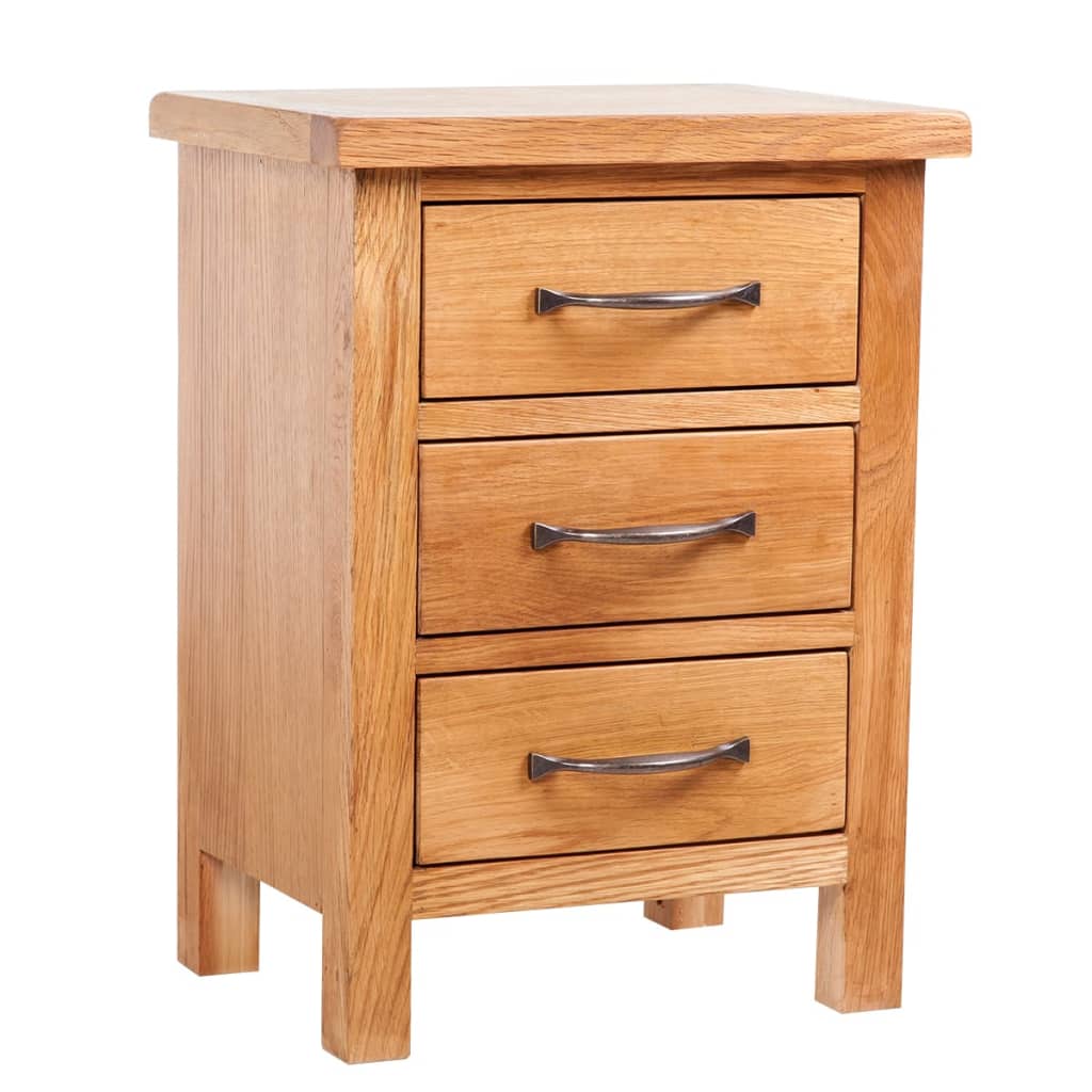 Nachtkastje met 3 lades 40x30x54 cm massief eikenhout is nu te koop bij PeponiXL, paradijselijk wonen!