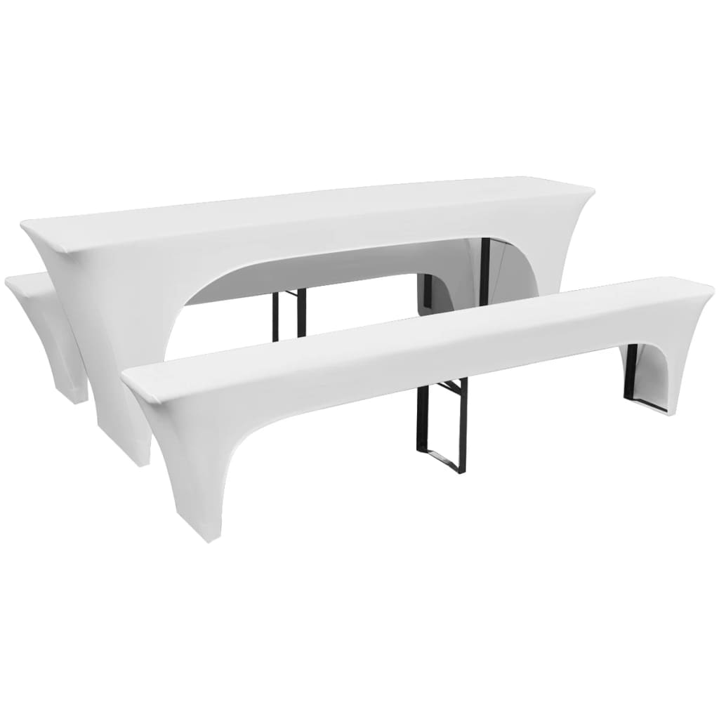Hoes voor biertafel en banken 225x50x80 cm stretch wit 3 st is nu te koop bij PeponiXL, paradijselijk wonen!