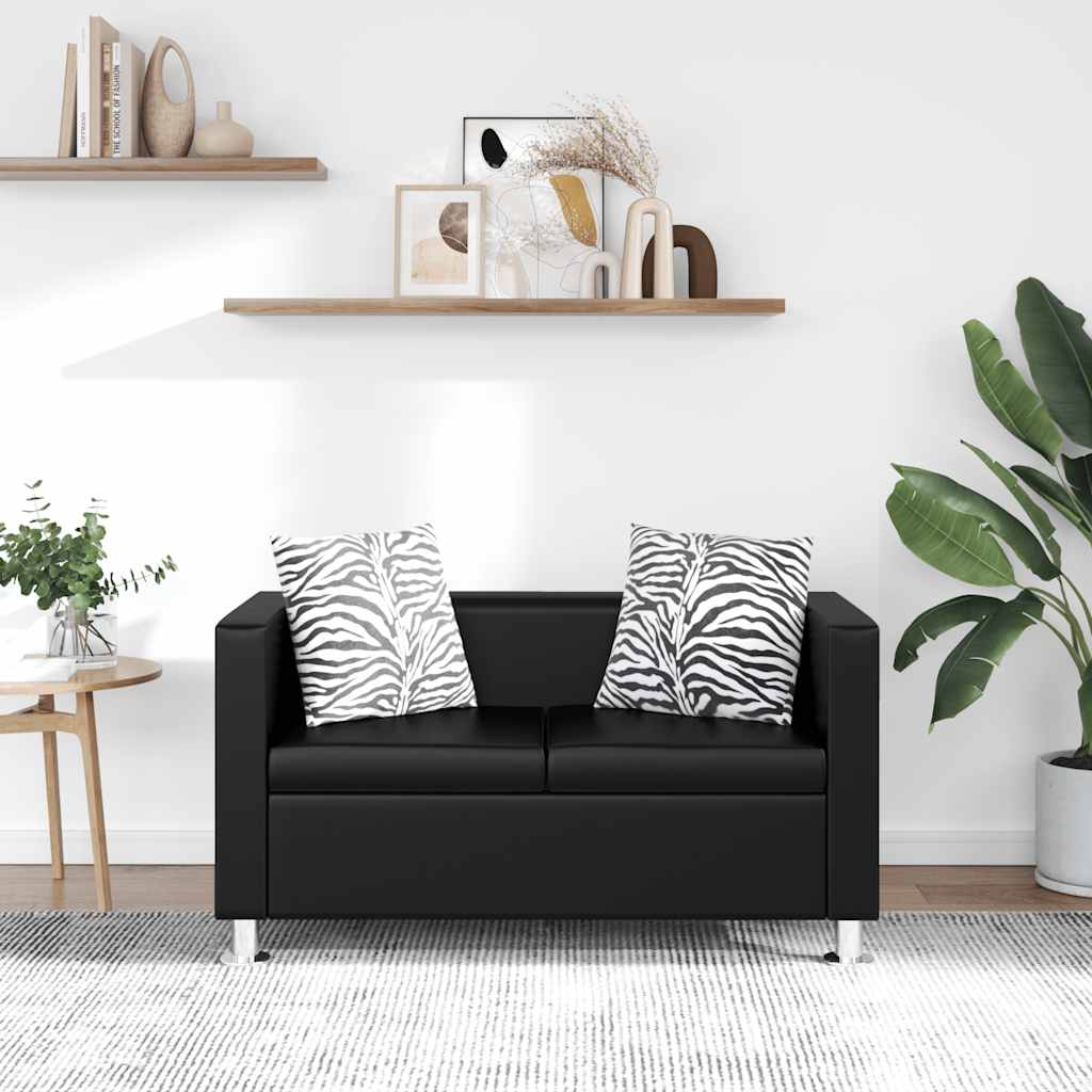 Tweezitsbank kunstleer zwart is nu te koop bij PeponiXL, paradijselijk wonen!