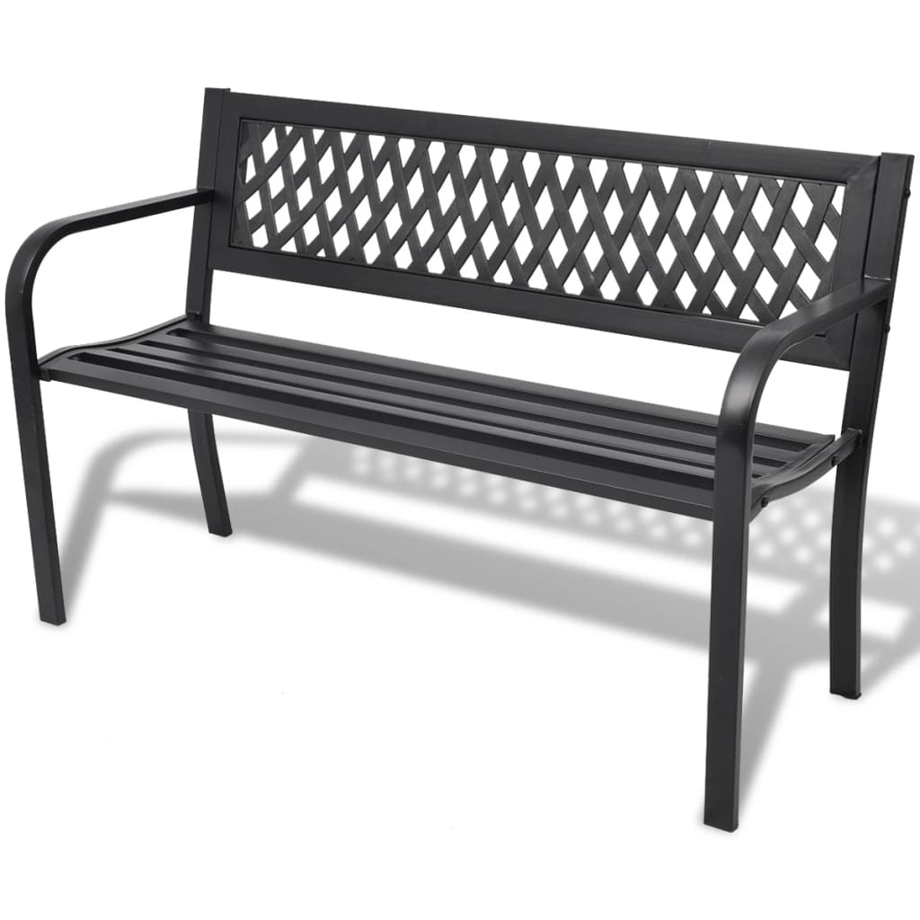 Tuinbank 118 cm staal zwart is nu te koop bij PeponiXL, paradijselijk wonen!