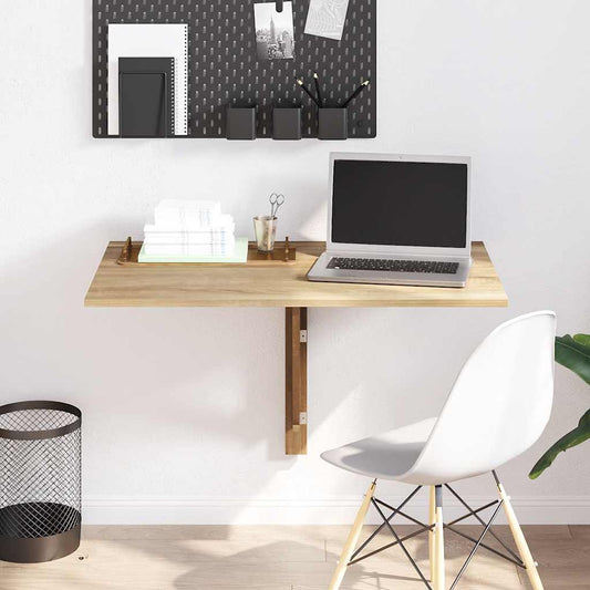 Wandtafel inklapbaar 100x60 cm eikenkleurig is nu te koop bij PeponiXL, paradijselijk wonen!