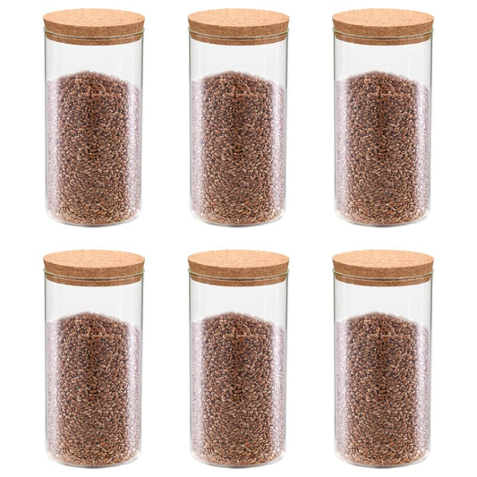 Opbergpotten met kurken deksel 6 st 1400 ml glas is nu te koop bij PeponiXL, paradijselijk wonen!