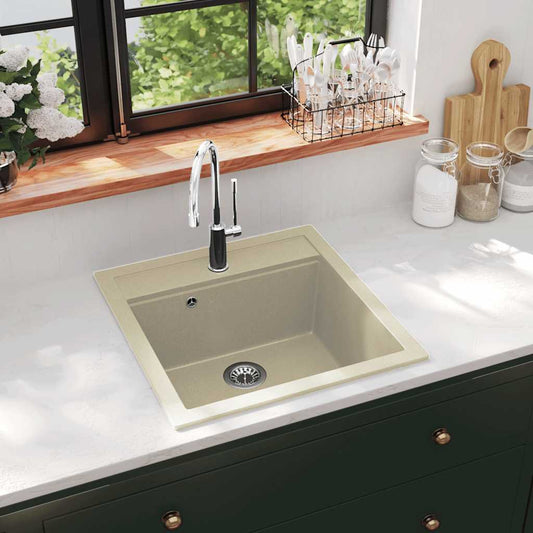 Gootsteen enkele bak graniet beige is nu te koop bij PeponiXL, paradijselijk wonen!