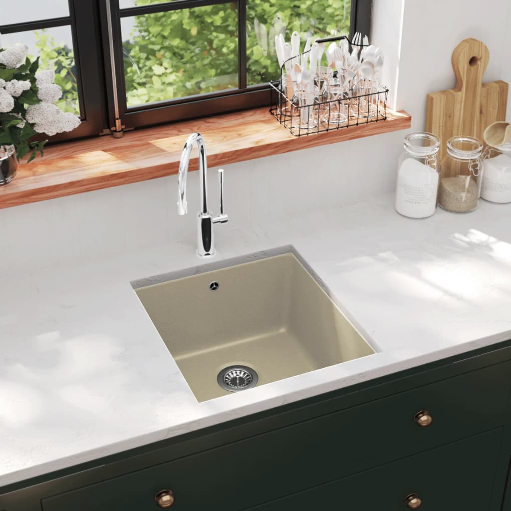 Gootsteen enkele bak graniet beige is nu te koop bij PeponiXL, paradijselijk wonen!