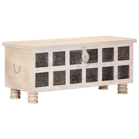 Opbergkist 110x40x45 cm massief acaciahout wit is nu te koop bij PeponiXL, paradijselijk wonen!