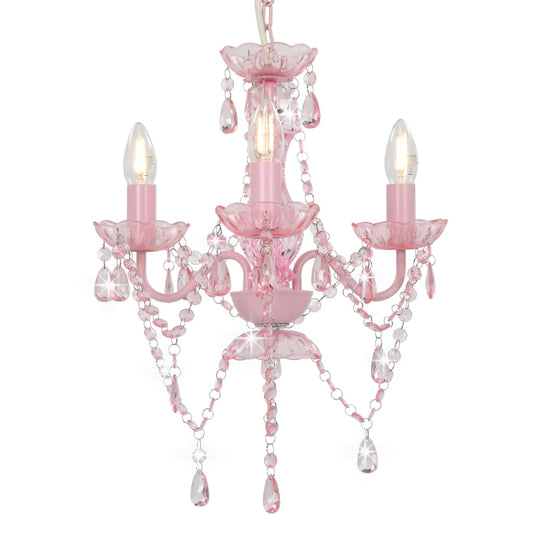 Kroonluchter met kralen rond 3xE14 roze is nu te koop bij PeponiXL, paradijselijk wonen!