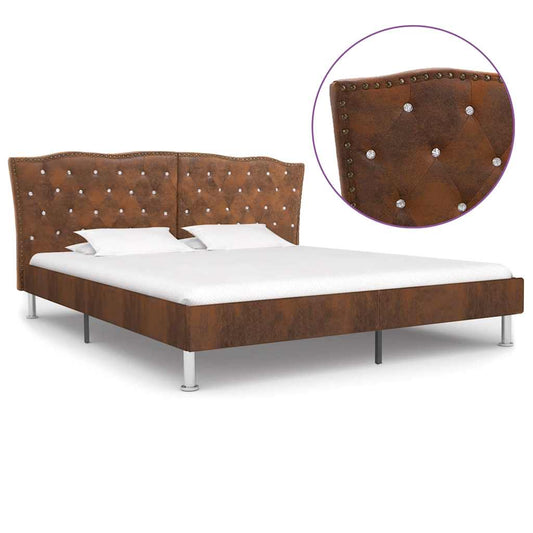 Bedframe kunstsuède bruin 180x200 cm is nu te koop bij PeponiXL, paradijselijk wonen!