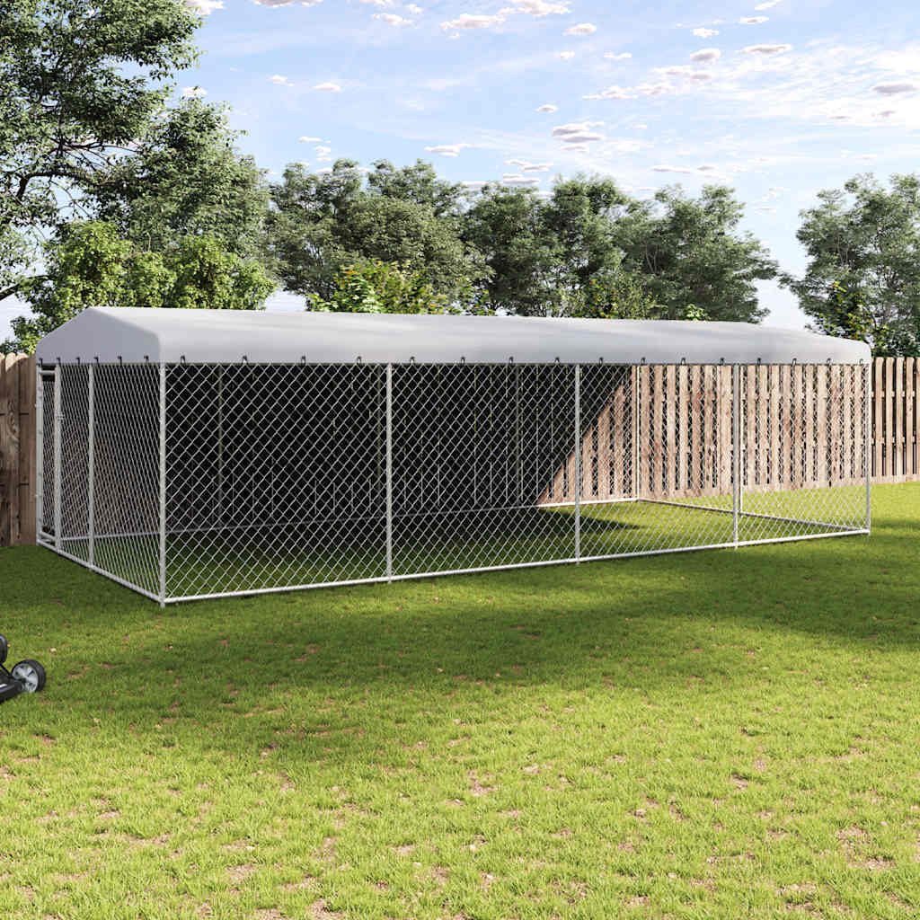 Hondenkennel voor buiten met dak 7,6x3,8x2,3 m is nu te koop bij PeponiXL, paradijselijk wonen!