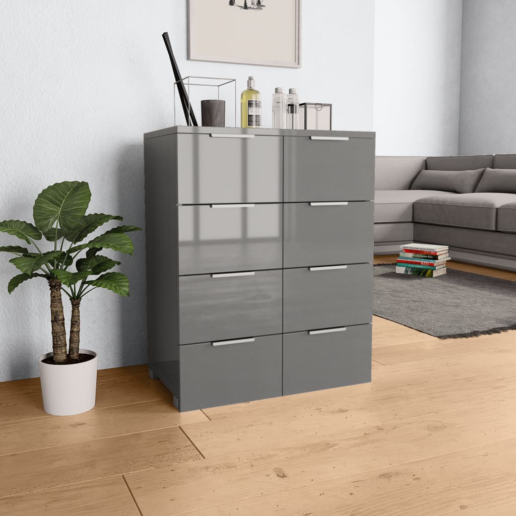 Dressoir 60x35x80 cm bewerkt hout hoogglans grijs is nu te koop bij PeponiXL, paradijselijk wonen!
