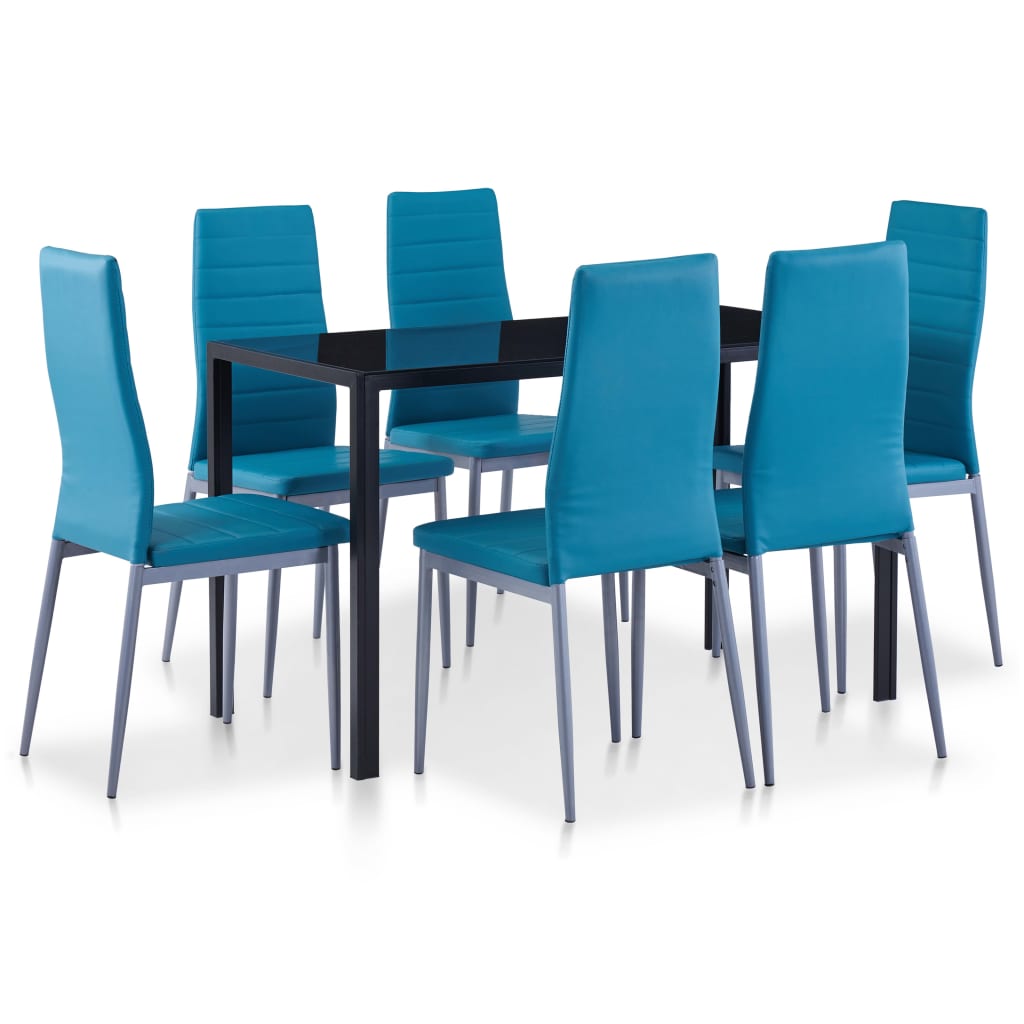 7-delige Eethoek blauw is nu te koop bij PeponiXL, paradijselijk wonen!