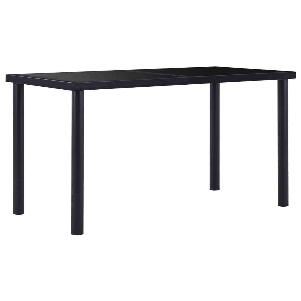 Eettafel 140x70x75 cm gehard glas zwart is nu te koop bij PeponiXL, paradijselijk wonen!