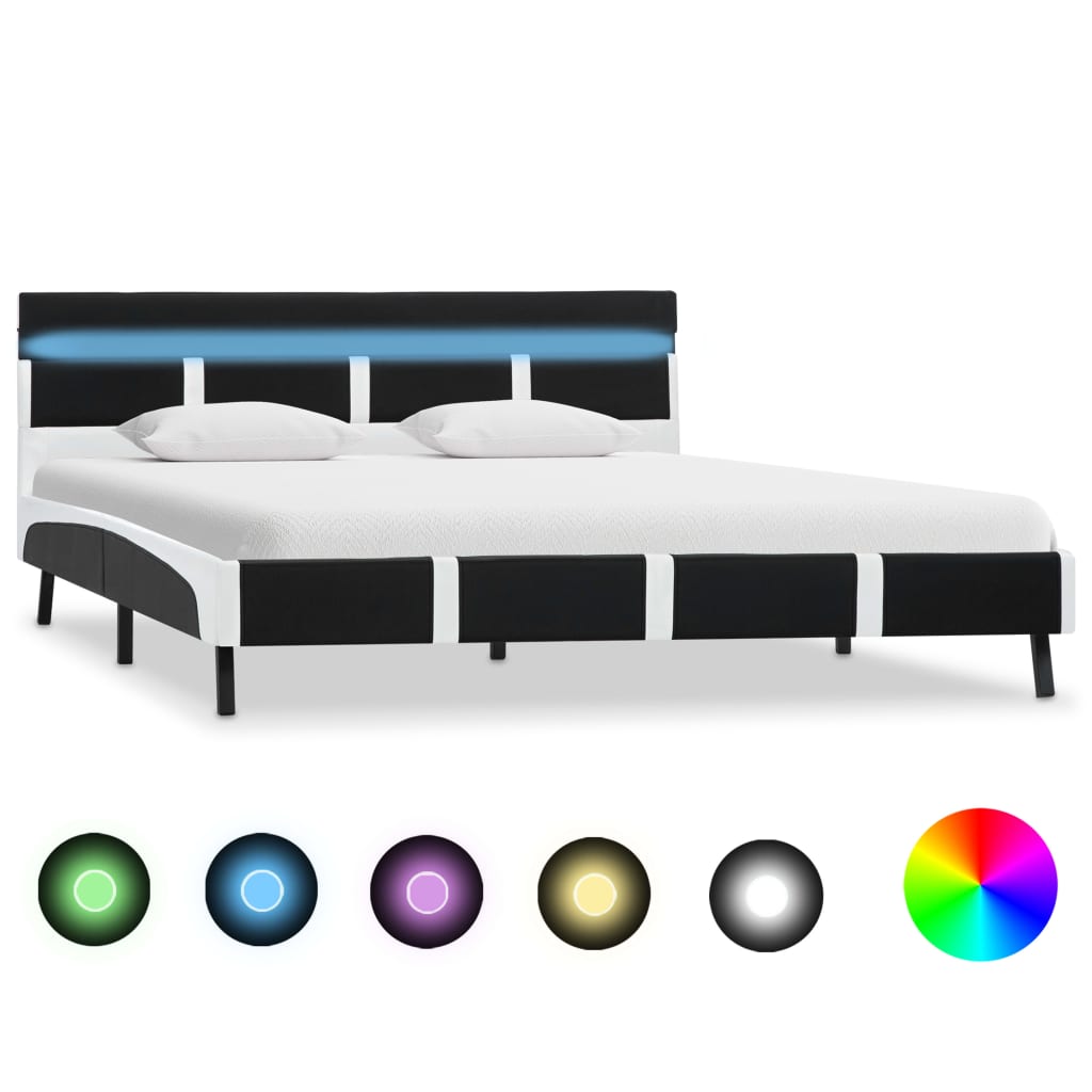 Bedframe met LED kunstleer zwart 160x200 cm is nu te koop bij PeponiXL, paradijselijk wonen!