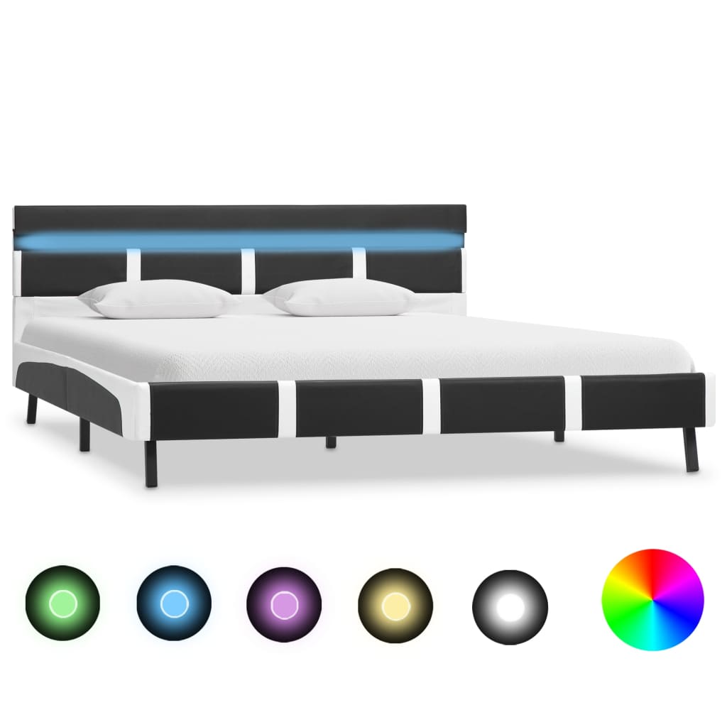 Bedframe met LED kunstleer grijs 120x200 cm is nu te koop bij PeponiXL, paradijselijk wonen!