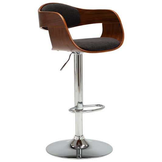 Barkruk gebogen hout en stof grijs is nu te koop bij PeponiXL, paradijselijk wonen!