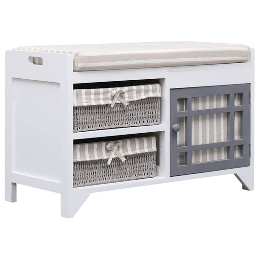 Halbank 70x33,5x45 cm paulowniahout wit is nu te koop bij PeponiXL, paradijselijk wonen!