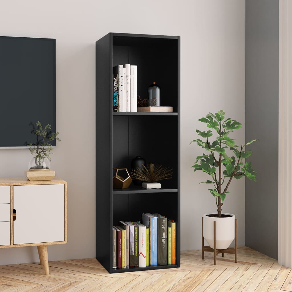 Boekenkast/tv-meubel 36x30x114 cm bewerkt hout zwart is nu te koop bij PeponiXL, paradijselijk wonen!