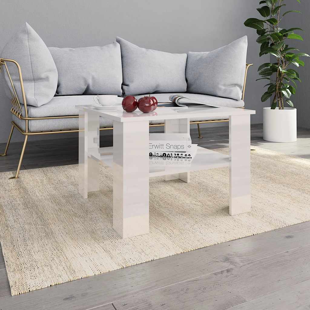 Salontafel 60x60x42 cm bewerkt hout hoogglans wit is nu te koop bij PeponiXL, paradijselijk wonen!