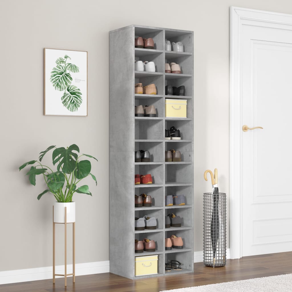 Schoenenkast 54x34x183 cm bewerkt hout betongrijs is nu te koop bij PeponiXL, paradijselijk wonen!