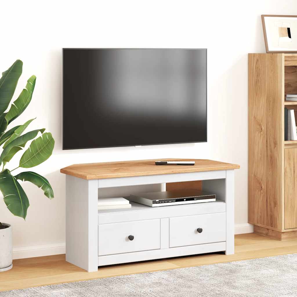 Tv-hoekkast Panama Range 93x49x49 cm massief grenenhout wit is nu te koop bij PeponiXL, paradijselijk wonen!