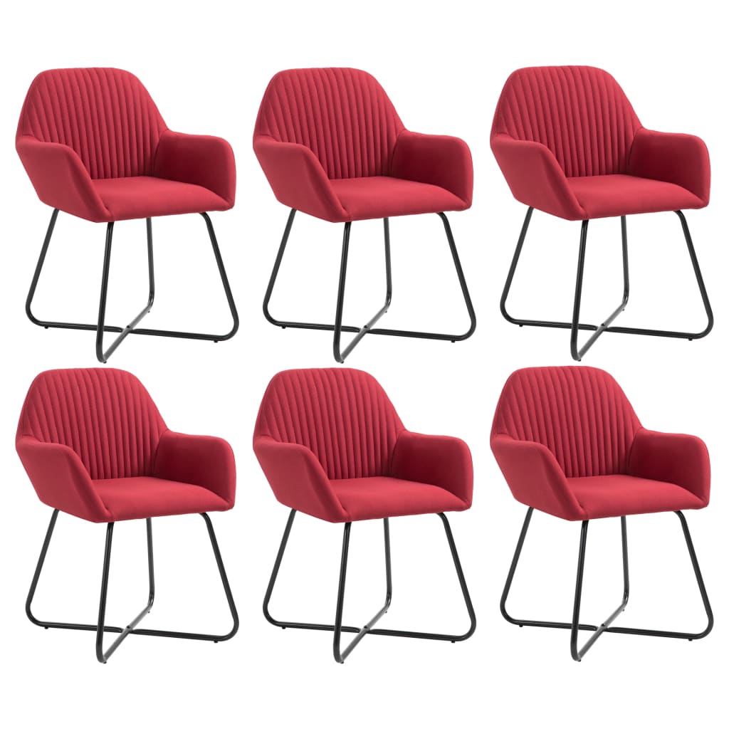 Eetkamerstoelen 6 st stof wijnrood is nu te koop bij PeponiXL, paradijselijk wonen!